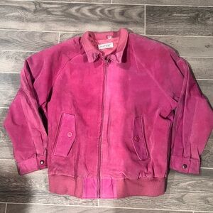 Marauda Pink Suede Leather Bomber Jacket Womens Medium